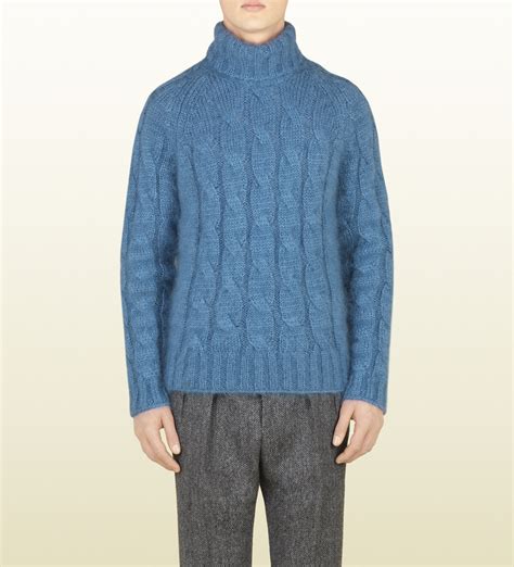 gucci turtleneck lip sweater blue